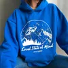 Men's Hoodies Round Neck Pullover American Cartoon Print Hooded Plus Velvet Thick Warm Long-sleeved Shirt Loose Sweater Women Size