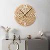 Wandklokken Luxe Ijzeren Mute Klok Woonkamer Ronde Gouden Horloges Binnen Ingang Achtergrond Ornament Woondecoratie 39cm