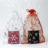 Bolsas de organza con cordón Bolsas de joyería, copos de nieve Sheer Candy Chocolate Party Christmas Wedding Favor Bolsas de regalo, 100pcs 4x6inches