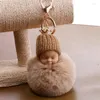 Porte-clés 10 pièces/lot mignon porte-clés en peluche poupée endormie pompon porte-clés jouets pour filles Kawaii sac pendentif bijoux