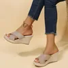 Slippers Dames Dames Casual Platform Wedges Sandalen Mode Open teen Stro Gevlochten Rome Maat 35-40 Vrouw Strand