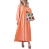 Robes décontractées style bohème imprimé fleuri robe maxi pour femme - élégant col en V manches longues volants ourlet lâche swing Shift