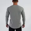 Camisetas masculinas Stretch Slim Cotton Shirt Masculina Sports Casual Manga Longa T-shirt Lazer Simples Cor Sólida Pulôver O Neck Roupas Masculinas Outono