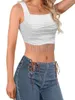 Débardeurs Femme Glamorous Sequin Agrémenté V-cou Crop Top Sans Manches Avec Frange Détail - Débardeur Cami Côtelé Élégant Pour Femme