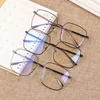 Óculos de sol com lentes de luz anti-azul para mulheres Armações de óculos ópticas Moda Clássico Armação de metal grande Armação para jogos de computador