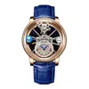 Armbandsur med begränsad upplaga Celestial Tourbillon vattentät läderklocka stjärna kupol Leisure Men's multifunktionella rotary