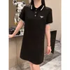Basic Casual Dresses Designer P Family 23 Spring/Summer New Letter Triangle Polo Dress Fashion Women's Simple Black and White Two Colors NUSK 9IKW