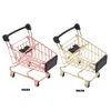 Storage Baskets Creative Basket Simulation Mini Shopping Cart Supermarket Trolley Debris Boxs Handcart Toy