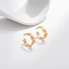 orecchini firmati per donna design di apertura a forma di C con semplice INS piccola clip per orecchio a fiore fresco, oro genuino 18 carati placcato in rame, clip per orecchio senza foro per l'orecchio