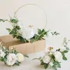 Dekorativa blommor 15-40 cm Guldmetallbåge Wreath Round Iron Ring med träliv för hemhängande dekorationer Diy Garland Wedding Table