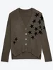 Maglioni da donna Modello di stelle Cardigan Maglione con scollo a V Monopetto Camicette a maniche lunghe Abiti da donna casual retrò High Street