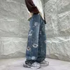 Jeans pour hommes Baggy Flower Jeans Hommes Mode surdimensionné Jeans à jambes larges Hommes Streetwear Hip-hop Loose Straight Denim Pantalons Hommes Pantalons S-XL 230804