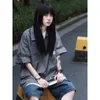 Dames Blouses Feiernan Japanse Vintage Cargo Shirts Voor Vrouwen Zomer Oversized Streetwear Polo Blouse Vrouwelijke Losse Casual Korte Mouw Top