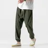 Pantalones de hombre Japonés Casual Tallas grandes Estilo chino Bloomers Lino Algodón Moharen Corset