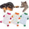 개 의류 소프트 코튼 애완 동물 옷 파자마 4 다리 코트 레저 착용 수면복 고양이 강아지 점프 수트 홈 야외 따뜻한 인쇄