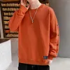 Men's Hoodies Mens Sweatshirt Casual Solid Color Button Drop Shoulder Sleeve Round Neck Pullovers Sweatshirts Streetwear 2023 Autumn Trends