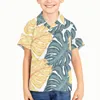 Camisas casuais masculinas Tropical Folha de bananeira Padrão Crianças Criança Menino Verão Floral Havaiano Tops Chemise Solta Férias Praia