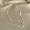 Choker Allme Charms 14k Real Gold Plated mässing Nature Freshwater Pearl Sticked Ball Double Layed Pendant Halsband för kvinnor