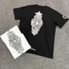 メンズラグジュアリークラシックTシャツデザイナーTシャツ男性女性トップティーファッションホースシューサンスクリットクロスプリントコットンTシャツカジュアルトップスリーブTシャツS67z