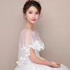 Harvkorean Solid Pullover Flower Spets Bridesmaid Dress Kirt Cloak Women's Sunscreen Clothing Shawl Chiffon Transparent Cape R39