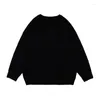 Męskie swetry męskie SWEATER ZAMIENIONY SWETER Black Loose Love Flocking Druku