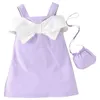 Robes pour filles Robe d'été pour filles Jarretelles pour enfants Bowknot Princesse Sac Ensemble deux pièces Filles Taille 6