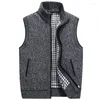 Men's Vests Men Autumn Winter Thicken Warm Cashmere Cardigan Vest Casual Knit Sweater Coat Sleeveless Jacket Waistcoat Sweaters