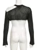 Women's Sweaters Women Hollow Out Knit Shrug Y2k Goth Grunge E Girl Crop Tops Solid Color Long Sleeve See Through Smock Knitwear Female