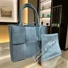 AA 디자이너 ABOTTEGAS UENETA NEW MINI ARCO TOTE 쇼핑 가방 직조 데님 FRJ