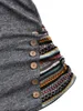 Sudaderas con capucha para mujeres sudaderas Tribal geométrica panel de rayas con capucha tapa de manga larga Botón de tejido de punto