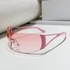 Lunettes de soleil tendance Y2k mode femmes une pièce sans monture dégradé lunettes lunettes Design UV400 nuances Punk lunettes de soleil