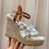 Designerinnen Frauen Starboard Wedge Sandalen Mode Sandalen Strohschuh Offene Toe Plattform Schuhe 20 Farbe Keilschuh Strohboden mit Kasten 35-41