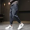 Jeans da uomo Pantaloni da uomo Streetwear Harem Baggy Elastico in vita Gamba larga nera Vestibilità ampia Hip Hop Pantaloni da uomo alla moda per ragazzi