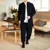 Chemises décontractées pour hommes Style Tang chemise longue 2023 veste en lin manteau Robe chinoise vêtements de rue Harajuku coupe-vent