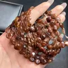 Strand Cobre Natural Rutilado Quartzo Coração Pulseira Cristal Reiki Cura Pedra Preciosa Moda Jóias Fengshui Presente Feminino 1pcs