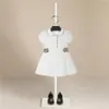 Girl's Dresses Fashion Girls Summer Dress Cotton White Turndown Collar Lovely Casual Clothes Children Vestidos Pocket for Kids 1-7 Year 230804