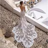 Sexy Backless Mermaid Wedding Dresses Bridal Gowns Full Lace Appliqued Sweetheart Neck Spaghetti Straps Boho Beach Bride Dress 328 328