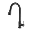 Svart borstat kökskran Dra ut Spout Kitchen Sink Mixer Tap Stream Sprayer Head 360 Rotation Kitchen Faucet Torneira