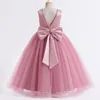 Sukienki dla dziewcząt 514 lata Dziewczyny Księżniczka Dress Girl Ceremonia Long Prom Pink Kids Evening Party Vestidos Flower Girls Wedding Pageant suknia 230804