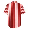 Camisas casuais masculinas Candy Stripes Camisa de praia listrada vermelha e branca Summer Y2K Blusas Masculinas Personalizadas Plus Size 3XL 4XL