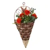 Dekorativa blommor Handcraft Succulent Plant Ornament Vase Wall Hanging Rattan Garden Decoration Basket Flower