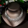 Bröllopsmycken set Hibride Dubai Leaf Design Bridal Necklace Earring Set AAA Cubic Zirconia Femme Ladies Accessories N242 230804