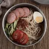 Schüsseln 1 Stück Retro koreanische Edelstahl Nudelschüssel verdickte Doppelschicht Anti-Verbrühung Ramen