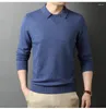 Мужские свитера 2023 Осень/Зимняя коллекция Сплошной цвет теплый свитер Slim Fit вязаная кардигана повседневная футболка с длинными рукавами поло
