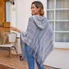 Sciarpe 2023 Autunno Inverno Nappa Lavorata A Maglia Poncho Con Cappuccio Delle Donne Dello Scialle Della Banda Dell'involucro Allentato Pullover Sciarpa Maglione Femminile Del Capo Sopra Il Cappotto