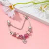 Strand Mom Jewelry Sweet Glass Diy Beaded Original Bracelet Girls Pink Heart Accesorios Regalo de moda