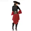 Thème Costume Ataullah Femme Caraïbes Pirates Capitaine Viens Halloween Jeu de Rôle Cosplay Costume Medoeval Gothique Fantaisie Femme Robe DW004 L230804