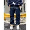 Herr jeans män brev stjärna tryck y2k jeans amerikansk stil hiphop hög midja lösa lager rak dragkedja mode byxor trend het försäljning j230806