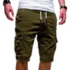 Erkekler Kot 2023 Şort Kargo Serin Yaz Düz Renk Çok Cepleri Jogger Gevşek Drawstring Artı Beden Erkek Kısa Pantolon