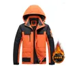 Herrenjacken Fleecefutter Berg Winter Herren Wandern verdicken Kapuze Outdoor Hut abnehmbare Mäntel Outwear Übergröße 8XL